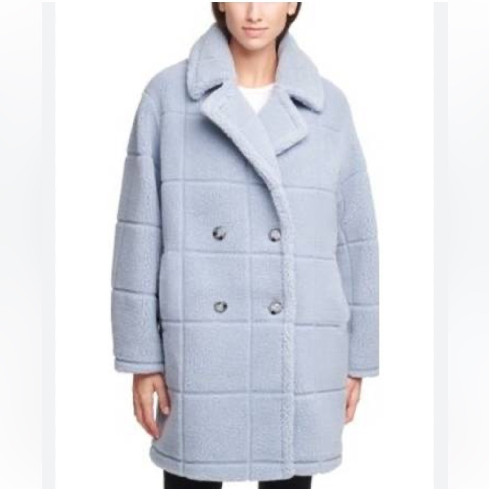 Calvin Klein Grey Blue Sherpa Coat